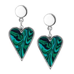 Picasso Sterling Silver and Malachite Heart Earrings