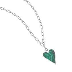 Picasso Sterling Silver and Malachite Heart Necklace