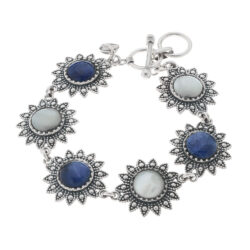 Pisac Sterling Silver, Mother-of-Pearl and Sodalite Bracelet