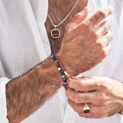 Poseidon Men's Sterling Silver and Gemstone Bracelet