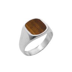 Poseidon Men's Sterling Silver and Tiger's Eye Ring