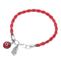 Protección Evil Eye Red Leather and Sterling Silver Bracelet