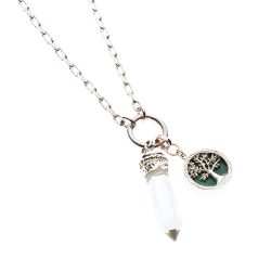 Protección Sterling Silver, Aventurine and Quartz Necklace