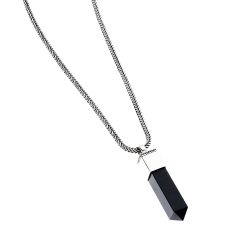 Protezione Men's Sterling Silver and Obsidian Necklace