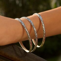 Qosqo Oxidized Sterling Silver Engraved Bracelet