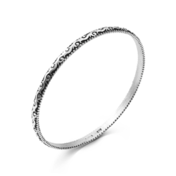 Qosqo Oxidized Sterling Silver Engraved Bracelet