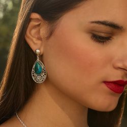 Qosqo Sterling Silver and Chrysocolla Earrings Andes Luxe