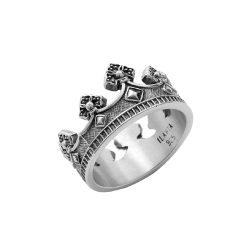 Real Men's Oxidized Sterling Silver Crown Ring