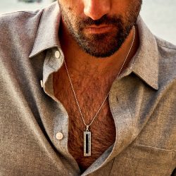 Regata Men's Sterling Silver and Obsidian Necklace