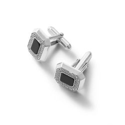 Regata Sterling Silver and Obsidian Cufflinks