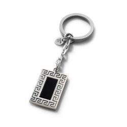 Regata Sterling Silver and Obsidian Keychain