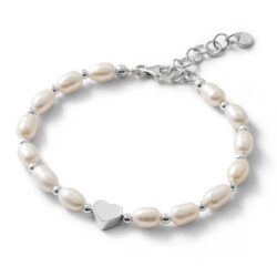 Regina Sterling Silver and Pearl Heart Bracelet
