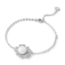 Rosalía Sterling Silver and Pearl Flower Bracelet