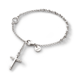 Rosario Sterling Silver and Crystal Rosary Bracelet