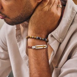 Rui Men's Sterling Silver and Gemstone Bracelet