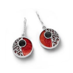 Rumba Sterling Silver and Red Spondylus Openwork Earrings