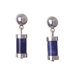 Rumi Cylinder Sterling Silver and Stone Earrings