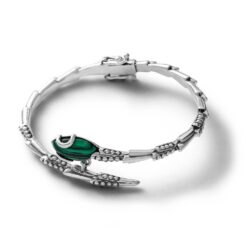 Sachamama Sterling Silver and Malachite Snake Bracelet Andes Luxe Sachamama Sterling Silver and Malachite Snake Bracelet