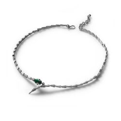 Sachamama Sterling Silver and Malachite Snake Necklace
