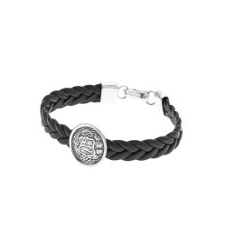 Salvador Men’s Leather and Sterling Silver Bracelet Andes Luxe Salvador Men's Leather and Sterling Silver Bracelet