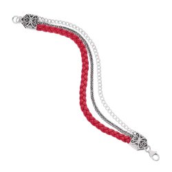 Salvatore Men’s Double Red Leather and Sterling Silver Bracelet (Medium) Andes Luxe Salvatore Men's Double Red Leather and Sterling Silver Bracelet (Medium)