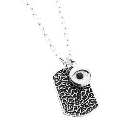 Samir Men's Sterling Silver and Sodalite Eye Necklace