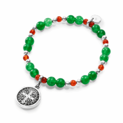 San Judas Sterling Silver, Aventurine and Red Agate Bracelet Andes Luxe San Judas Sterling Silver, Aventurine and Red Agate Bracelet