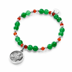 San Judas Sterling Silver, Aventurine and Red Agate Bracelet Andes Luxe San Judas Sterling Silver, Aventurine and Red Agate Bracelet