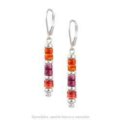 Sanación Om Sterling Silver and Spondylus Beaded Earrings