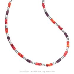 Sanación Om Sterling Silver and Spondylus Necklace