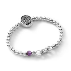 Señor de los Milagros Men's Sterling Silver and Amethyst Bracelet