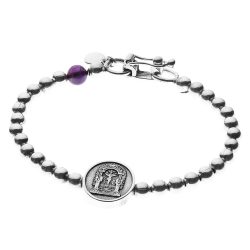 Señor de los Milagros Men's Sterling Silver and Amethyst Bracelet