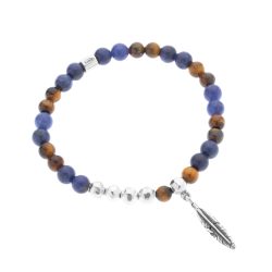 Shipibo Men’s Sterling Silver and Sodalite Feather Bracelet Andes Luxe Shipibo Men's Sterling Silver and Sodalite Feather Bracelet