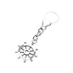 Ship's Wheel Sterling Silver Keychain