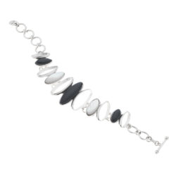 Sicán Sterling Silver, Obsidian and Mother-of-Pearl Bracelet Andes Luxe Sicán Sterling Silver, Obsidian and Mother-of-Pearl Bracelet