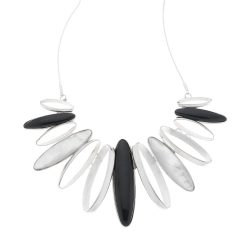 Sicán Sterling Silver, Obsidian and Mother-of-Pearl Necklace