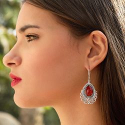 Sierra Sterling Silver and Red Agate Earrings Andes Luxe