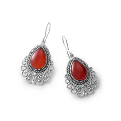 Sierra Sterling Silver and Red Agate Earrings