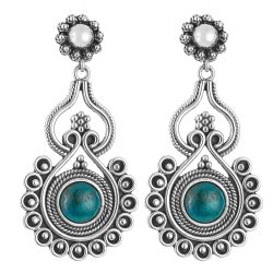 Sisa Green Sterling Silver and Chrysocolla Earrings