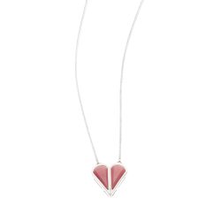 Split Heart Sterling Silver and Stone Necklace