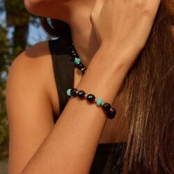 Sumaq Sterling Silver, Obsidian and Amazonite Bracelet