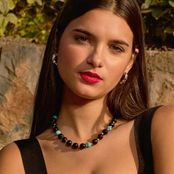 Sumaq Sterling Silver, Obsidian and Amazonite Necklace