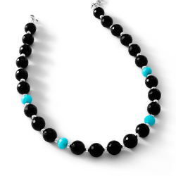Sumaq Sterling Silver, Obsidian and Amazonite Necklace