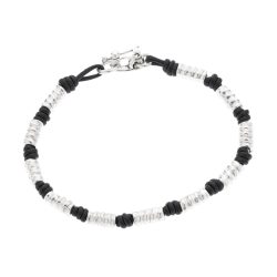 Suri Men's Leather and Sterling Silver Bracelet