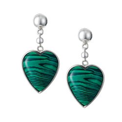 Ternura Sterling Silver and Malachite Heart Earrings
