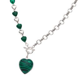 Ternura Sterling Silver and Malachite Heart Necklace