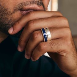Thierry Men's Sterling Silver and Crystal Ring