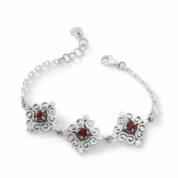 Tocapu Sterling Silver and Garnet Crystal Bracelet