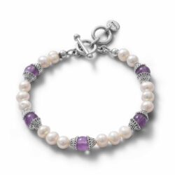 Tokyo Sterling Silver, Pearl and Amethyst Bracelet