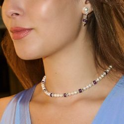 Tokyo Sterling Silver, Pearl and Amethyst Necklace